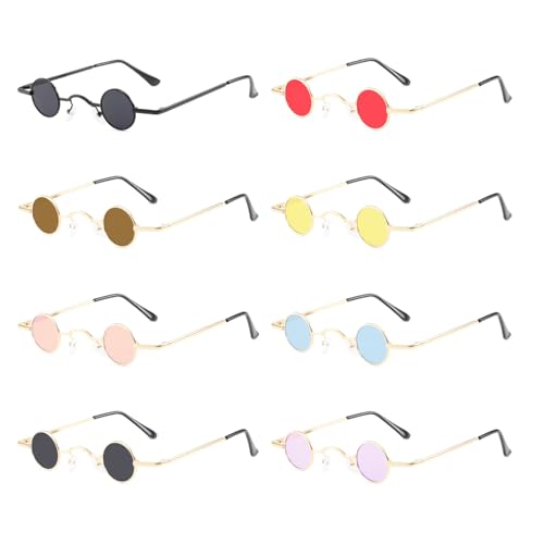 Runde Vintage-Sonnenbrille, farbige Gläser, kleiner Rahmen, für Frauen, Freundin, Foto-Requisiten, modische Dekoration, Sonnenbrille für Herren, Hippie-Sonnenbrille, Hippie-Sonnenbrille, Schwarz von Montesy