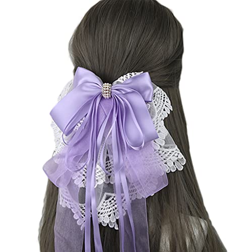 Spitzenschleife Haarspange für Damen, Schleife, Federclip, Spitzen-Haarnadel mit Schleife, Dienstmädchen, Anime, Cosplay, Party, Requisiten, Pferdeschwanz-Halter für Damen, rutschfest, von Montesy