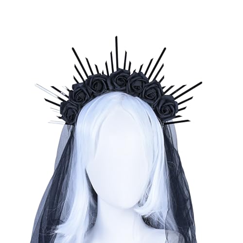 SunGoddess Haarreif für Damen, VirginMary Halloween, Rose, Blume, Haarband, Party, Verkleidung, Haarreif, Hochzeit, Kopfschmuck, eleganter Kopfschmuck von Montesy