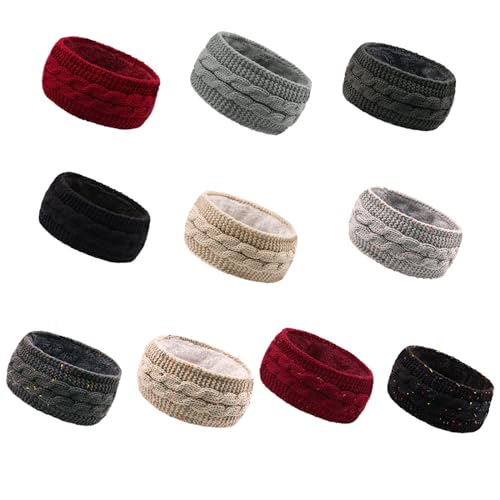 Winter-Turban, Fleece-gefüttert, Stirnband, elastisch, Winter, Ohrwärmer, gestrickt, warm, breit, für Kopfwickel, kaltes Outdoor-Zubehör, gestrickte Stirnbänder für Damen, rutschfest von Montesy