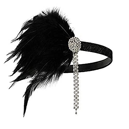 Zarte Feder für Strass Haarreifen Halloween Cosplay Haarhalter Mittelalter Party Kostüm Kopfbedeckung für Frauen Feder Stirnbänder Rutschfest Mode für Frauen Feder Stirnband Karneval Feder von Montesy