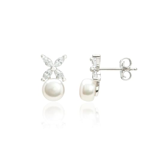 Monteverdi Synth. Perlen Damen-Ohrringe 7,0mm breit aus 925er Sterling Silber rhodiniert MONJ-ER0056 von Monteverdi