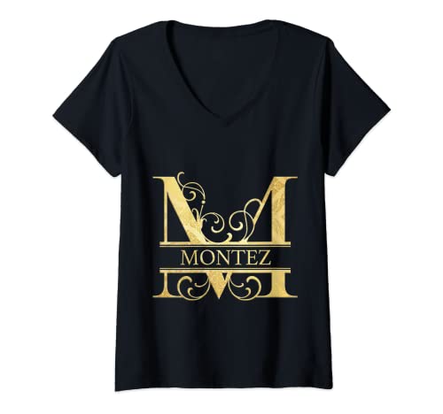 Damen Montez Name T-Shirt mit V-Ausschnitt von Montez Name Gifts By Vnz
