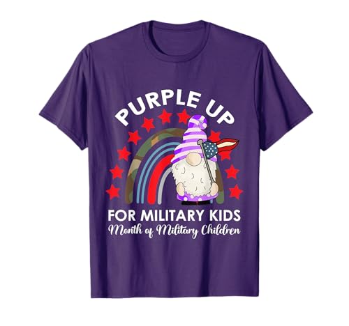 Purple up for Military Kids Military Child Month Gnom T-Shirt Purple up for Military Kids Military Child Month Gnom T-Shirt von Month Of The Military Child Shirt Gnome
