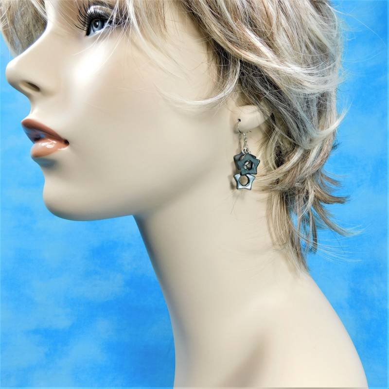 Graue Perlmutt Fallende Stern Ohrringe, Einzigartige Handgefertigte Schmuck Geburtstagsgeschenk Oder Jahrestag Geschenk Für Frau Beste Freundin von MontourDesigns