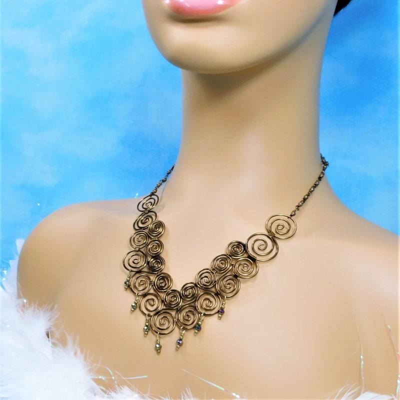 Kupfer Draht Gewickelt Blättern Arbeit Bib Statement Halskette, Tragbare Kunst Schmuck 7. Jahrestag Geschenk Für Frau Oder Freundin von MontourDesigns