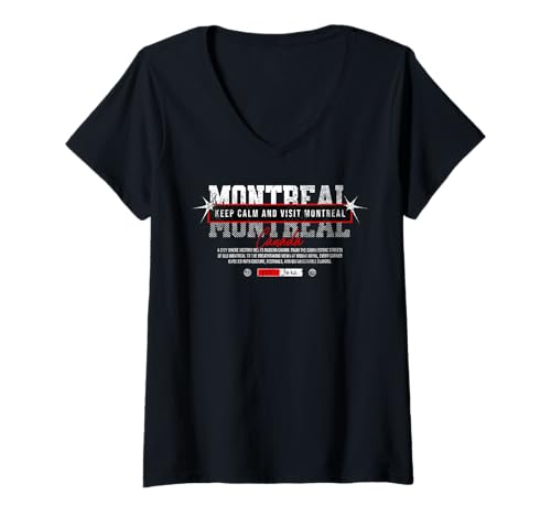 Damen Bleib ruhig und besuche Montreal T-Shirt mit V-Ausschnitt Damen Bleib ruhig und besuche Montreal T-Shirt mit V-Ausschnitt von Montreal Canada Trip Souvenirs Outfits