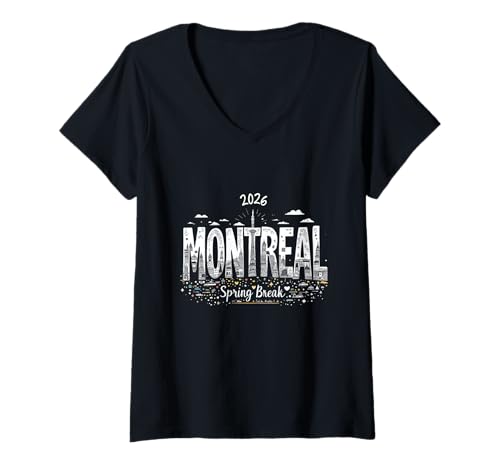 Damen Montreal Kanada Spring Break 2026 Urlaubsreisen T-Shirt mit V-Ausschnitt Damen Montreal Kanada Spring Break 2026 Urlaubsreisen T-Shirt mit V-Ausschnitt von Montreal Travel SB SPRING BREAK 2026 Canada