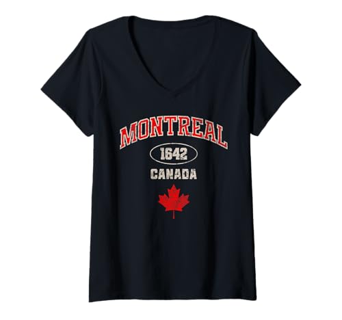 Damen Montreal Quebec Kanada Lovers T-Shirt mit V-Ausschnitt von Montreal Trip Souvenirs Outfits