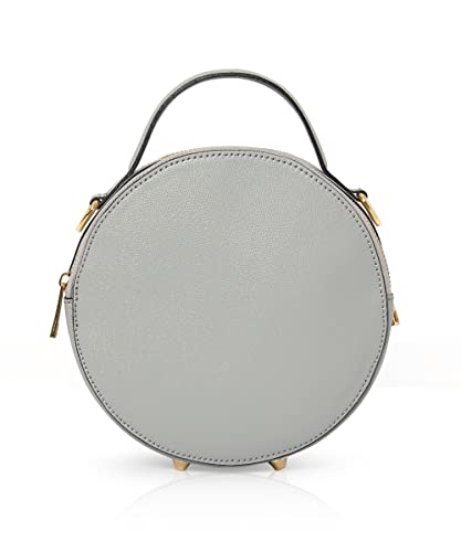 Montte Di Jinne 100% Made in Italy Echtes Leder Damen Runde Crossbody Tasche Kreis Crossbody Bag Runde Umhängetasche Kleine Handtaschen mit einem abnehmbaren und verstellbaren Taschengurt, von Montte Di Jinne