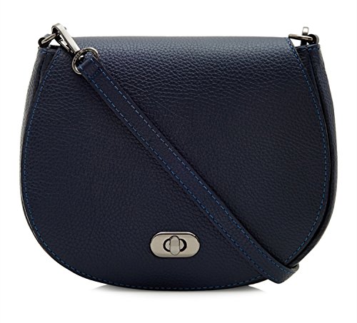 Montte Di Jinne - Frauen italienische weiche Leder Crossbody Bag Umhängetasche mit Postbotenschloss und mit abnehmbaren und verstellbaren Taschengurten, navy, L:23CM H:16CM W:4CM von Montte Di Jinne