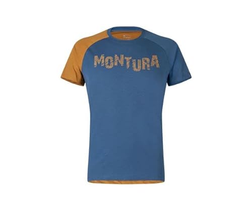 MONTURA - Herren T-Shirt aus Bio-Baumwolle Karok - Blau, mehrfarbig, XL von Montura