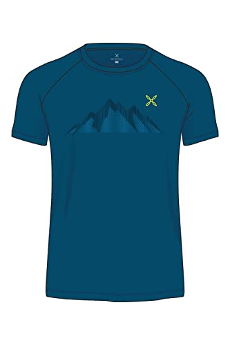 MONTURA Summit T-Shirt für Herren MTGC82X8747 Deep Blue Blau Limettengrün T-Shirt für Wandern und Klettern, hellblau, Large von Montura