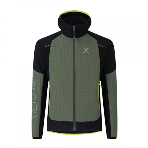 MONTURA Wind Revolution Hoody Jacke, leichte Softshelljacke für Herren, ideal zum Klettern, Bergsteigen und verschiedene Outdoor-Aktivitäten, Salbeigrün/Limettengrün, L von Montura