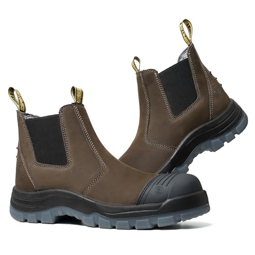 Herren-Arbeitsstiefel zum Reinschlüpfen, weich, mit Zehenschutz, rutschfest, wasserdicht, pannensicher, Kaffeeweiche Zehenpartie, 38.5 EU Herren-Arbeitsstiefel zum Reinschlüpfen, weich, mit Zehenschutz, rutschfest, wasserdicht, pannensicher, Kaffeeweiche Zehenpartie, 38.5 EU von Montwell
