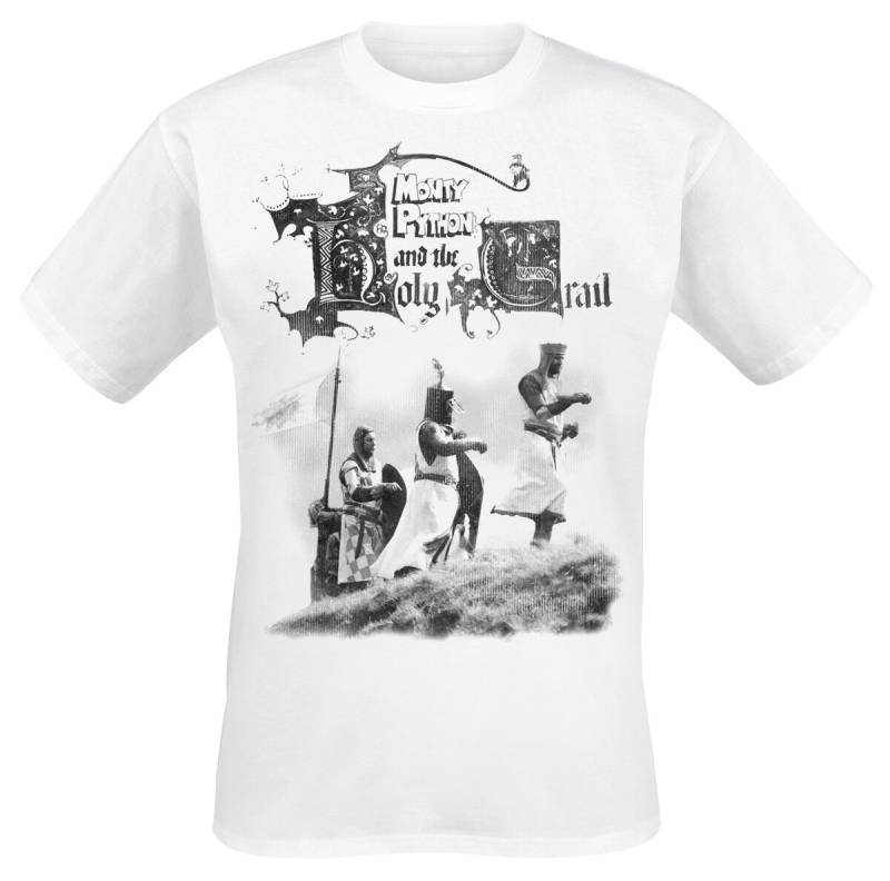 Monty Python T-Shirt - Holy Grail Knight Riders - S bis 3XL - für Männer - Größe S - weiß  - Lizenzierter Fanartikel von Monty Python