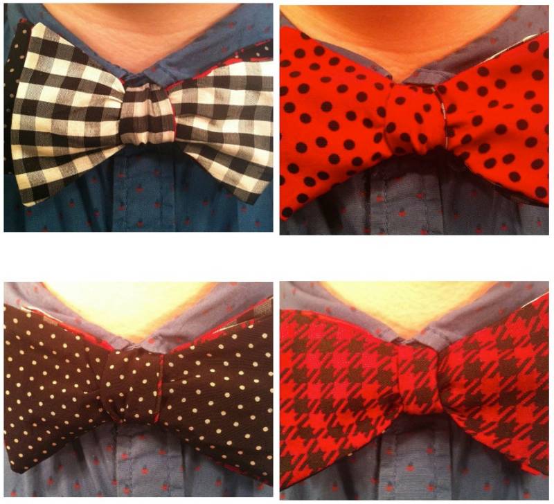 4-In-1 Seide Selbst-Krawatte Fliege | Schwarz Und Rot 4-In-1 Seide Selbst-Krawatte Fliege | Schwarz Und Rot von MontysAccessories