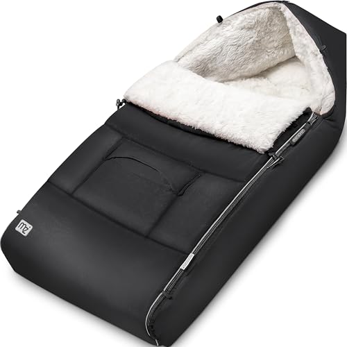 MONZANA® Fußsack für Kinderwagen Baby Winter mit Reflektoren Reißverschluss Waschbar Buggy Babyschale Kuschelig Thermo-Fleece Grau von Monzana