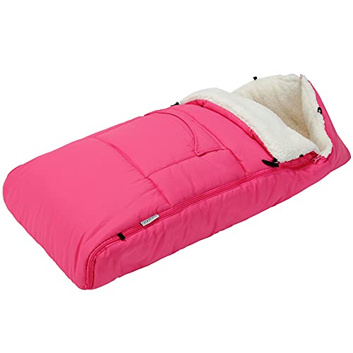MONZANA® Baby Fußsack mit Reflektoren verschließbares Kopfteil Sicherheitsgurt Kinderwagen Winter Babyschale Einschlagdecke Kuschelig Rosa von Monzana