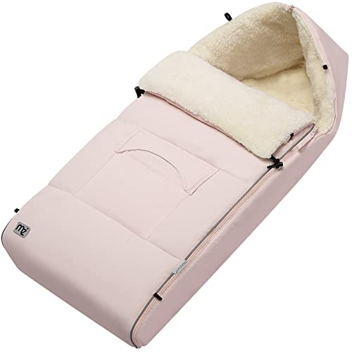 MONZANA® Baby Fußsack mit Reflektoren verschließbares Kopfteil Sicherheitsgurt Kinderwagen Winter Babyschale Einschlagdecke Kuschelig Rosé von Monzana