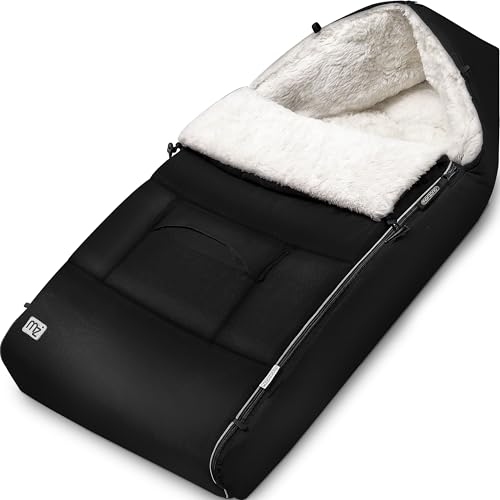 MONZANA® Fußsack für Kinderwagen Baby Winter mit Reflektoren Reißverschluss Buggy Waschbar Babyschale Schlafsack Babydecke Kuschelig Schwarz von Monzana