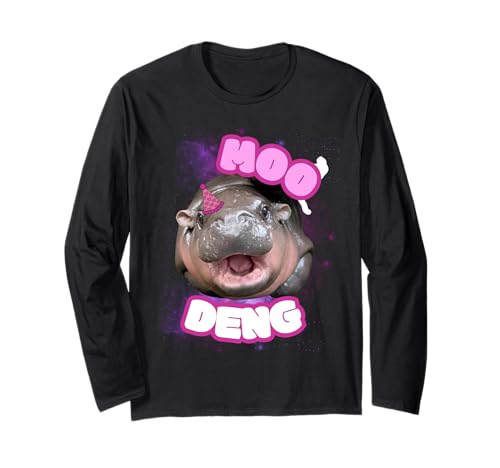 Moo Deng Meme Hippo Baby Birthday Langarmshirt von Moo Deng Meme Hippo