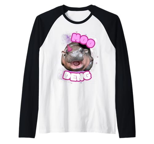 Moo Deng Meme Hippo Baby Birthday Raglan von Moo Deng Meme Hippo
