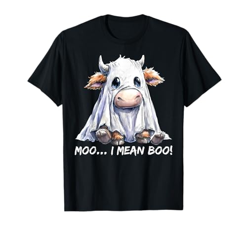 Moo I Mean Boo Ghost Cow Lustiges Halloween für Herren, Damen und Kinder T-Shirt von Moo I Mean Boo Ghost Cow Funny Halloween Tee