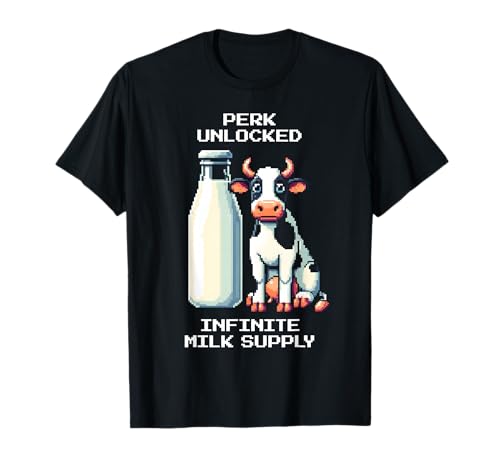 Infinite Milk | Kuh Pixel Art Design Mama Gamer T-Shirt von Moo Mama Retro Grind Power