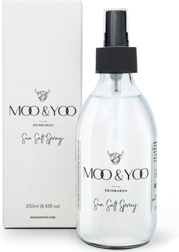 Moo & Yoo Meersalz-Spray für Männer – Marula-Öl & isländisches Moos – Texturspray für Strandhaar – Haarstyling-Produkte für Männer & Frauen – vegan & tierversuchsfrei – 250 ml recycelbare Glasflasche von Moo & Yoo