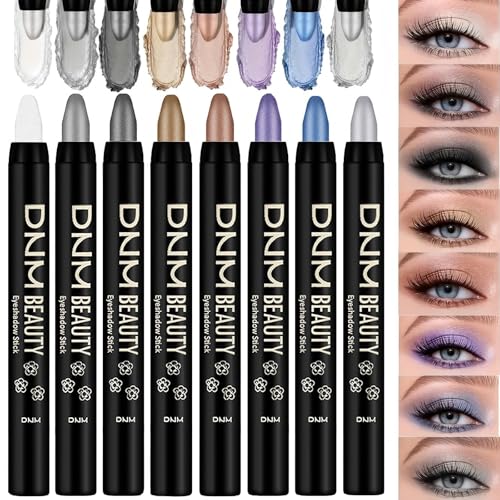 MooGlamor Farbiger Lidschatten-Stift Perlmutt-Glanz Creme-Lidschatten Set mit ausziehbaren und wasserfesten Lidschatten-Stiften für langanhaltendes Augen-Make-up (Type A 8 Pcs) von MooGlamor