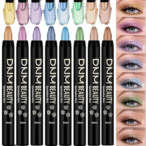 MooGlamor Farbiger Lidschatten-Stift Perlmutt-Glanz Creme-Lidschatten Set mit ausziehbaren und wasserfesten Lidschatten-Stiften für langanhaltendes Augen-Make-up (Type B 8 Pcs) von MooGlamor