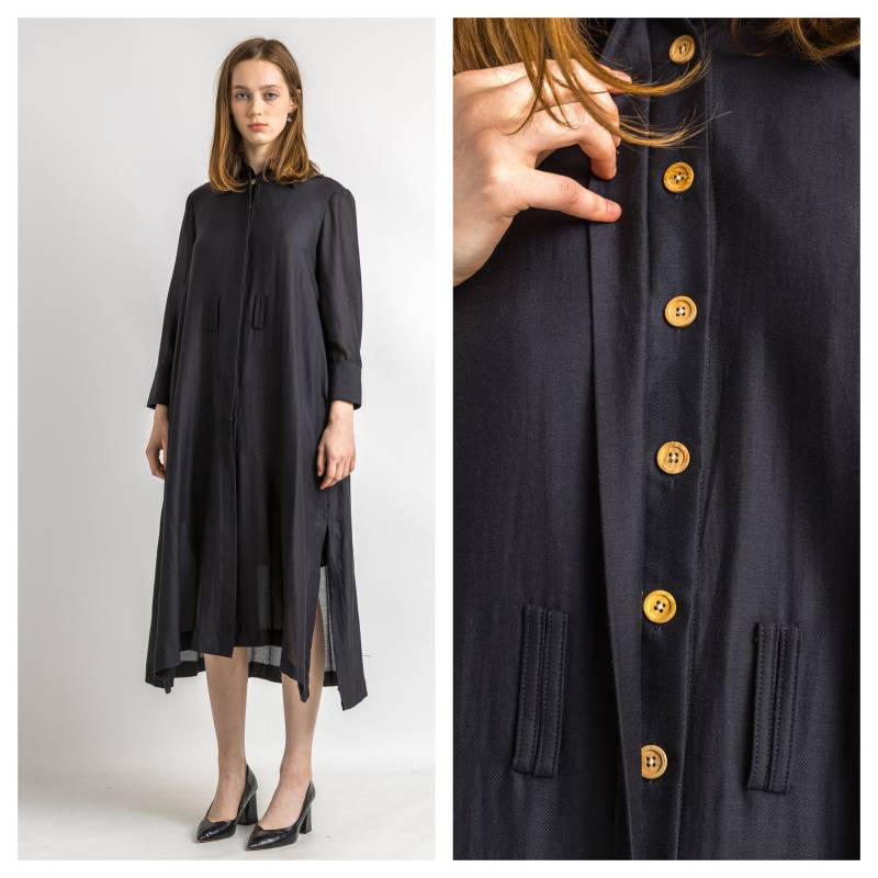 00Er Jahre Vintage Max Moi Paris Damen Schwarzes Kleid Herbst Winter Tunika Top Lange Ärmel Mittlere Kleidung Benutzerdefinierte Bequeme Warme von MoodGirlsUA