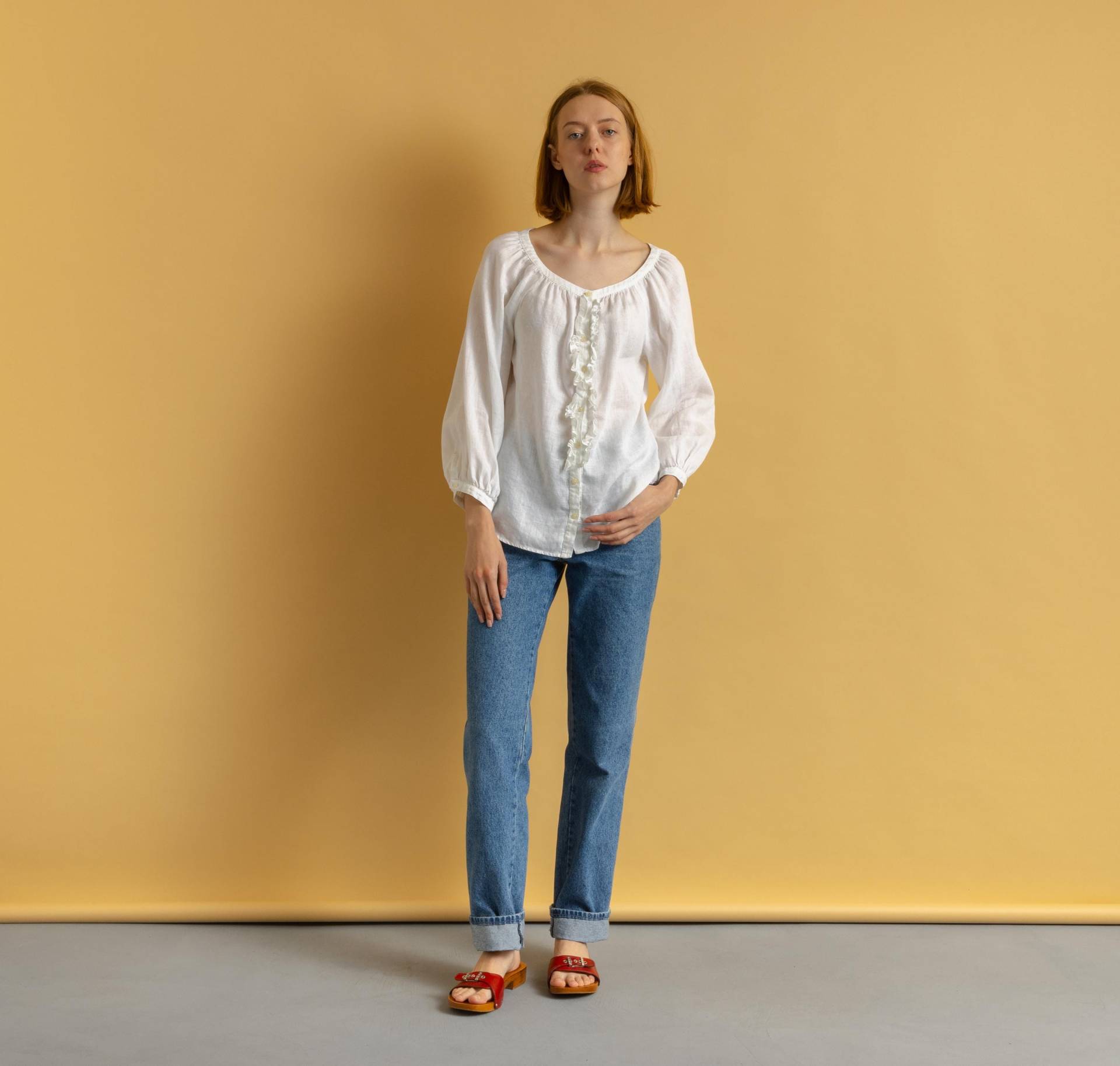 00Er Ralph Lauren Bluse, Leinenhemd, Classic Button Up, Damen Langarmshirt, Größe Klein von MoodGirlsUA