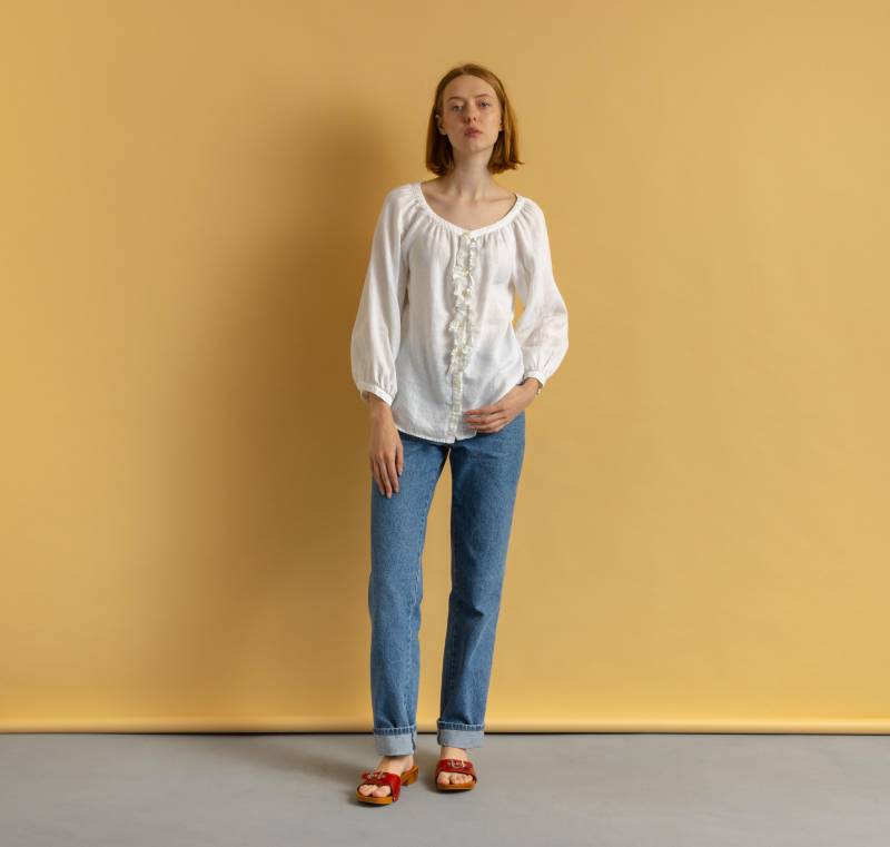 00Er Ralph Lauren Bluse, Leinenhemd, Classic Button Up, Damen Langarmshirt, Größe Klein von MoodGirlsUA