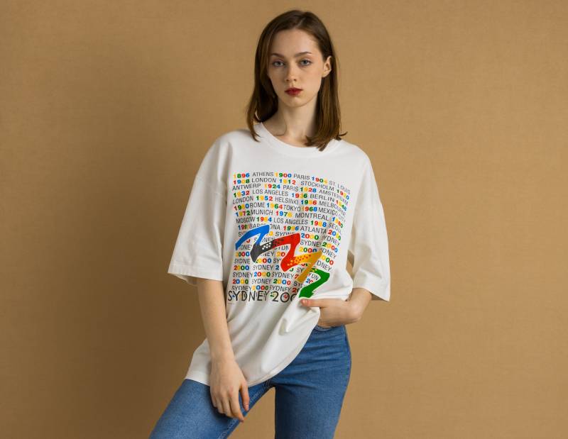 00Er Vintage I Regenbogen Grafik T-Shirt - Damen Xl | Weißes Vintage-T-Shirt Mit Grafikdruck von MoodGirlsUA