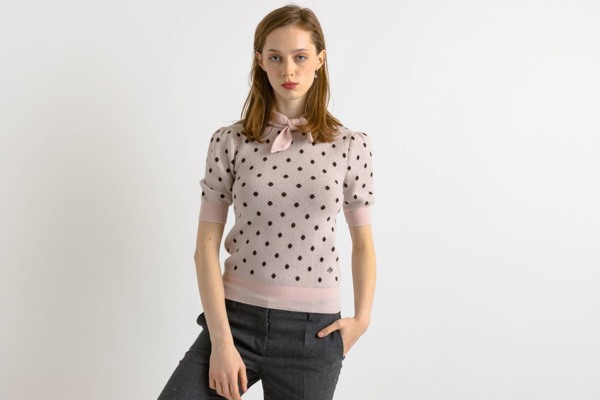 00Er Vintage Wolle Kaschmir Maulbeer Polka Dots Strickpullover Übergroßer Pullover Freundin Geschenk Größe Xs von MoodGirlsUA