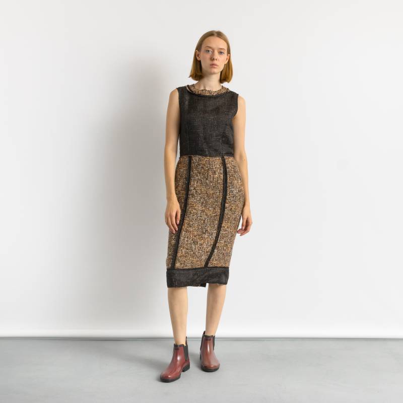 1900Er Jahre Dolce Und Gabbana D&g Tweed Bleistift Fischgrät Wollkleid Größe 44 Passt Klein von MoodGirlsUA