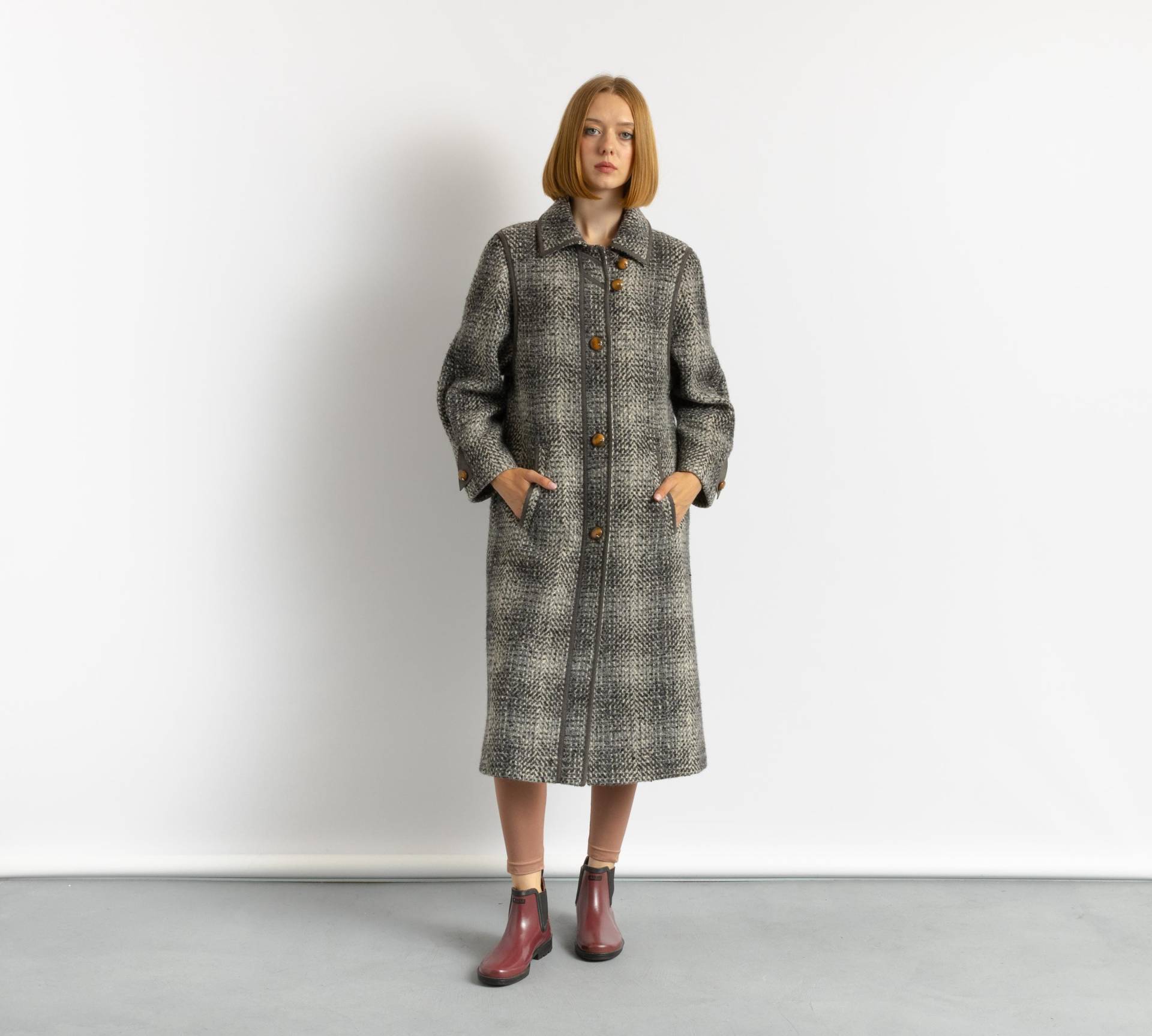 60Er Damen Grau Lammwolle Mantel Vintage Herbstmantel Langer Wollmantel Oberbekleidung Maxi Wintermantel Kleidung Größe Klein von MoodGirlsUA