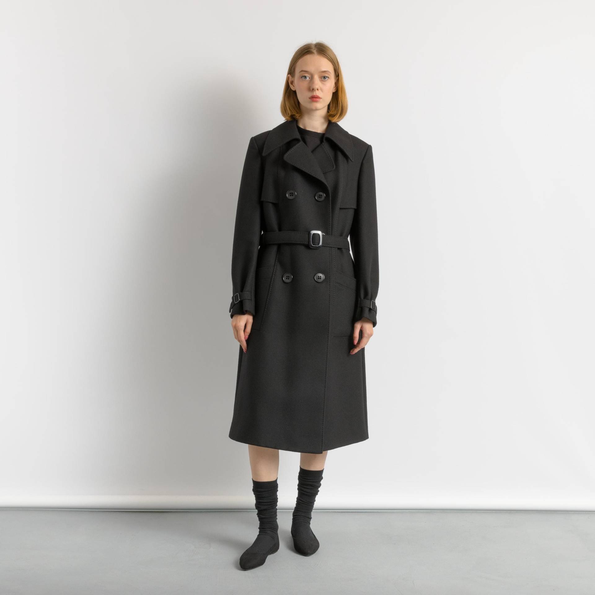 70Er Damen Schwarzer Lammwollmantel Vintage Wintermantel Langer Wollmantel Oberbekleidung Maxi Kleidung Größe Medium von MoodGirlsUA