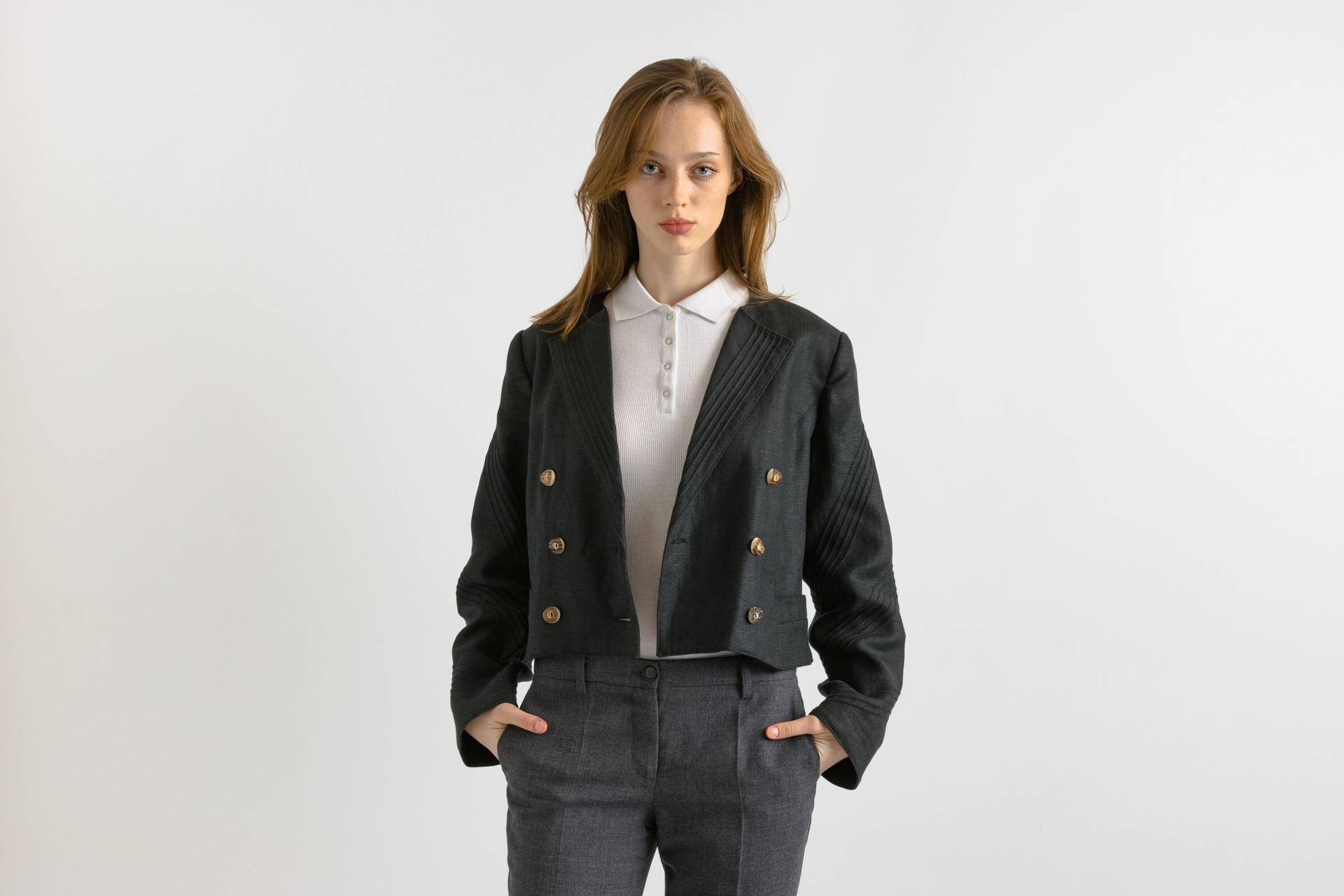 70Er Jahre Vintage Geiger Tirol Dirndl Leinen Langarm Midi Knöpfe Up Blazer Größe Medium. Damen Reine von MoodGirlsUA