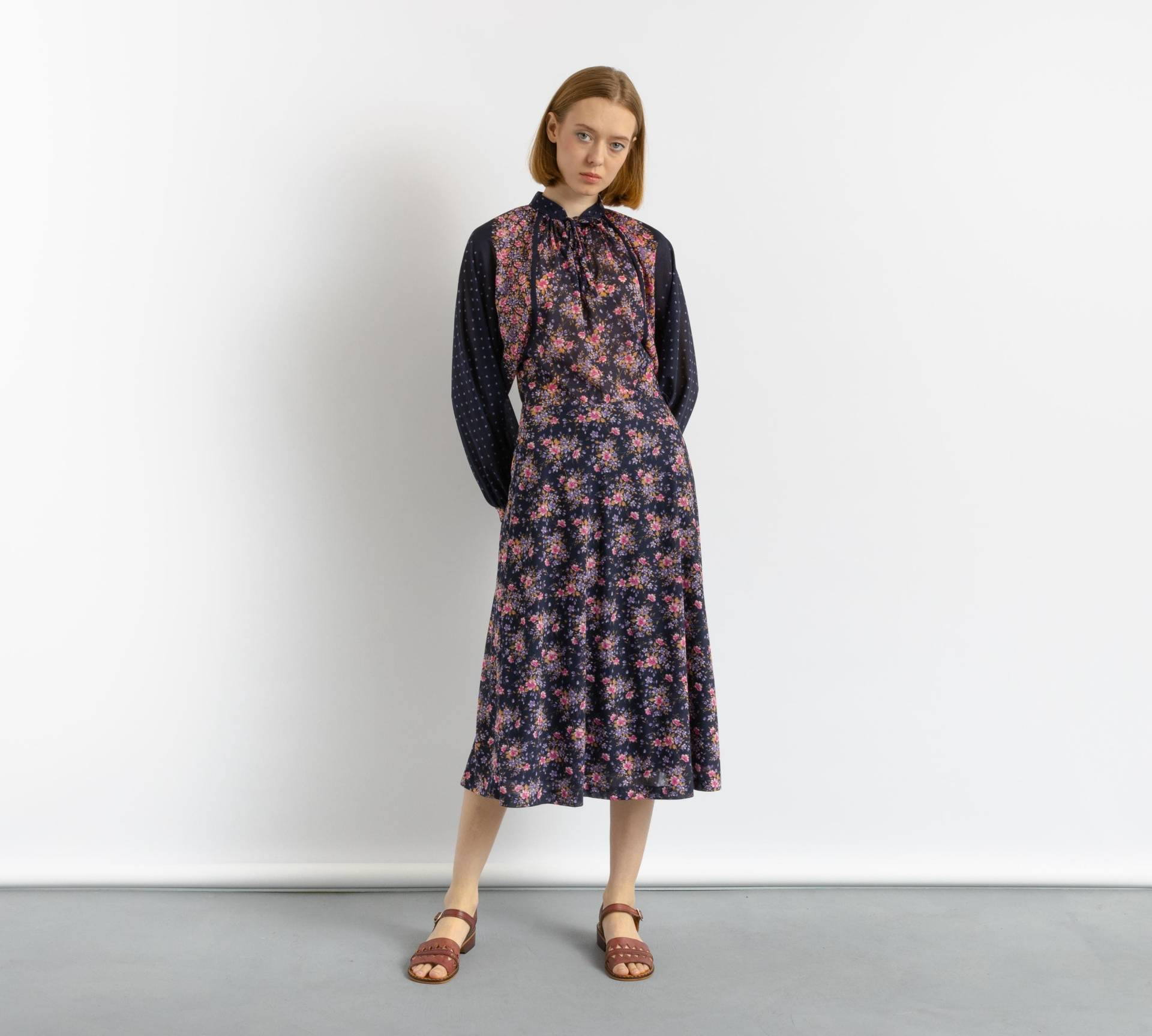 70Er Jahre Vintage Schwarz Floral Hippie Boho Midi Langes Kleid Freundin Geschenk von MoodGirlsUA