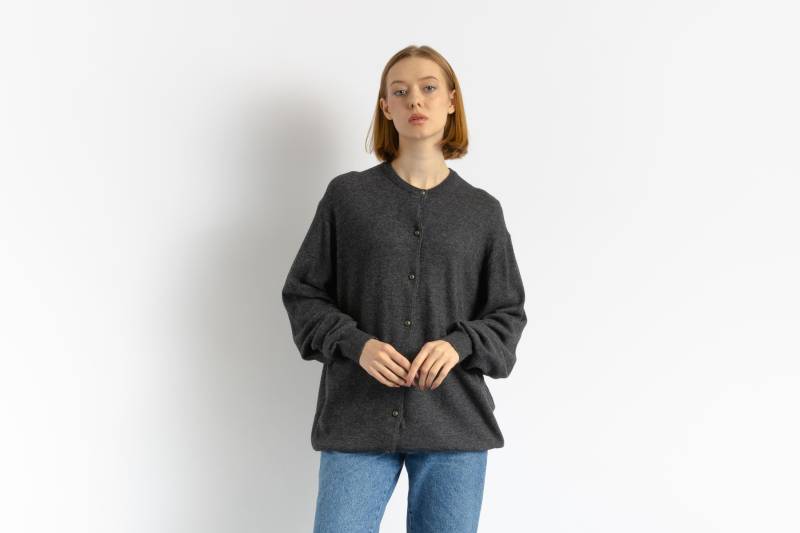 70Er Vintage Gebrauchte Damen Lammwolle Grau Knöpfe Up Cardigan Made in Italy Langarmjacke von MoodGirlsUA