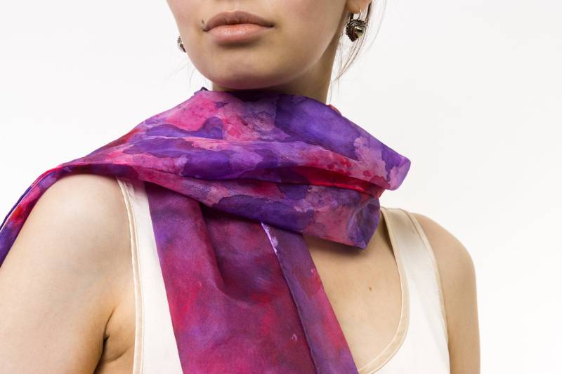 80Er Jahre Vintage Tie Dye Long Reine Seide Seta Soie Print Muster 160 cm Auf 40 Schal Stirnband 5090 Geschenk Für Freundin von MoodGirlsUA