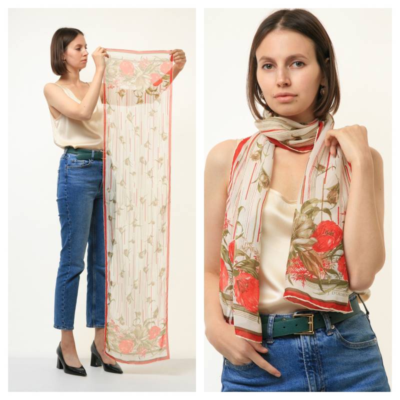 80Er Jahre Vintage Vtg Seltene Reine Seide Seta Soie Floral Abstract Print Schal Stirnband 4564 Freundin Geschenk/Frau Seidenschal von MoodGirlsUA