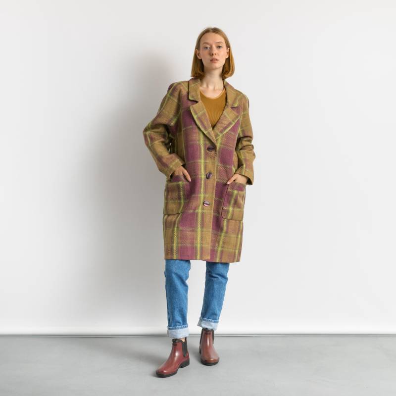 80Er Karierter Leinenmantel Damen Vintage Frühlingsmantel Langer Wollmantel Oberbekleidung Maxi Herbstmantel Kleidung Größe Medium von MoodGirlsUA