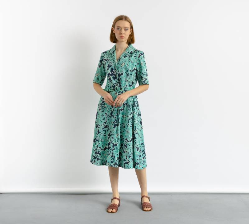 80Er Vintage Damen Midi Long Robe Style Abstraktes Muster Kurzärmeliges Kleid Größe Medium von MoodGirlsUA