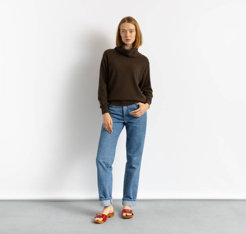 80Er Vintage Gebrauchter Unisex Lammwolle Braun Rollkragen Langarmpullover Größe Small Medium von MoodGirlsUA