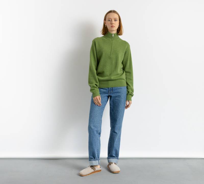 Vintage-Pullover Aus Den 80Er Jahren, Gebraucht, Unisex, Lammwolle, Grün, Mit Rollkragen, Viertelreißverschluss Und Langen Ärmeln, Größe S von MoodGirlsUA