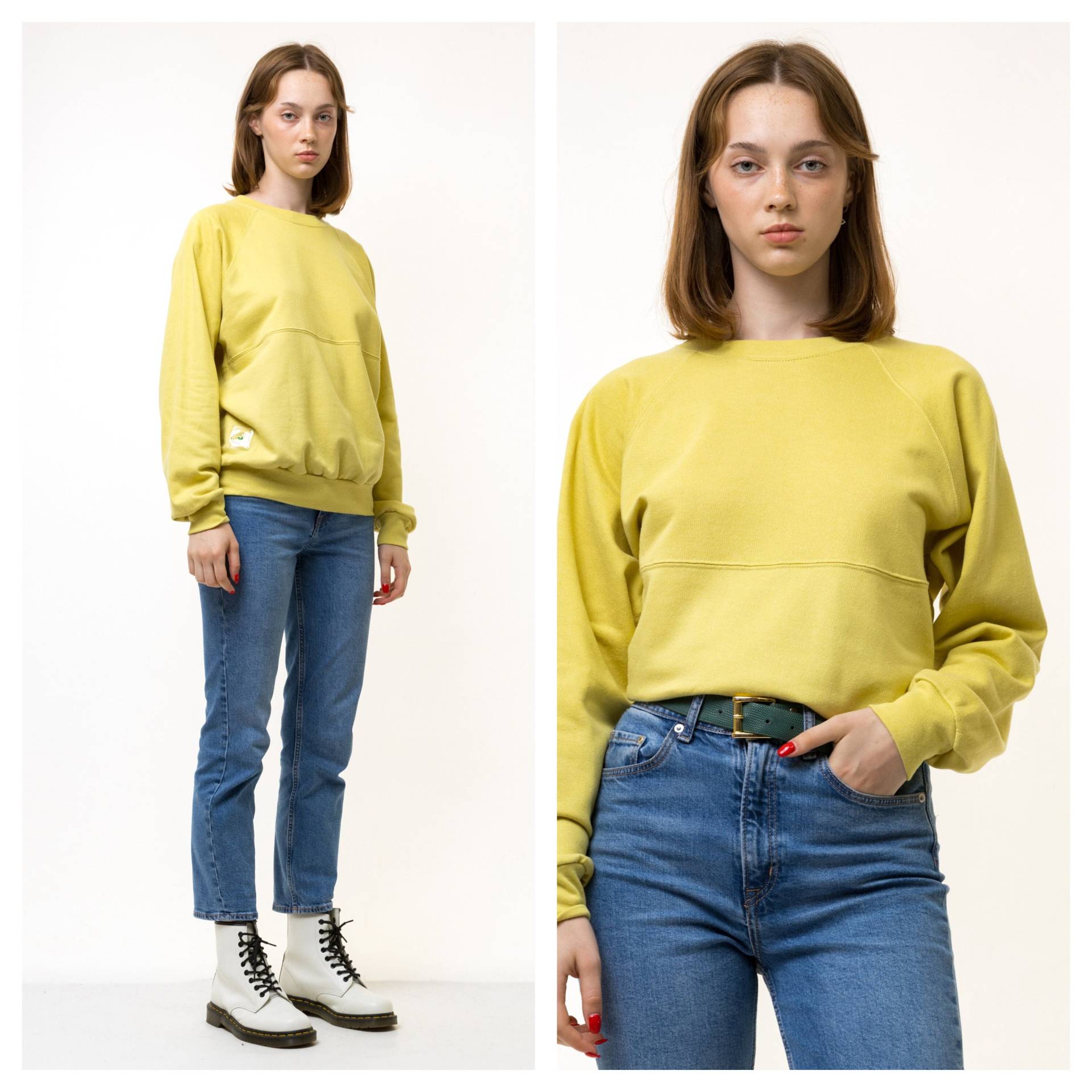 80Er Vintage Gelbes Lemon Raglan Sweatshirt | Rundhals-Sweatshirt S M Frau Streetwear Rave Oberbekleidung von MoodGirlsUA